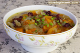 Sopa de azukis con calabaza al tomillo